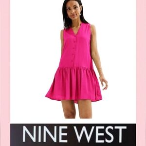 Nine West Fuchsia Button-Front Mini Dress